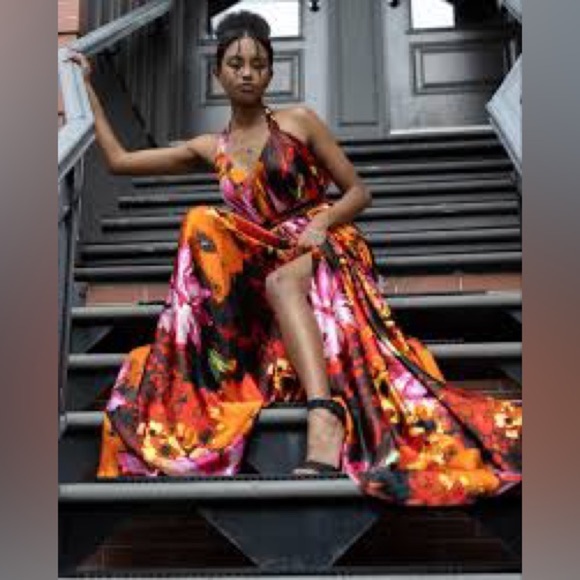 КОН КОН Womens Long One Shoulder
Convertible Wrap Infinity Floral Maxi Dress - Picture 5 of 11